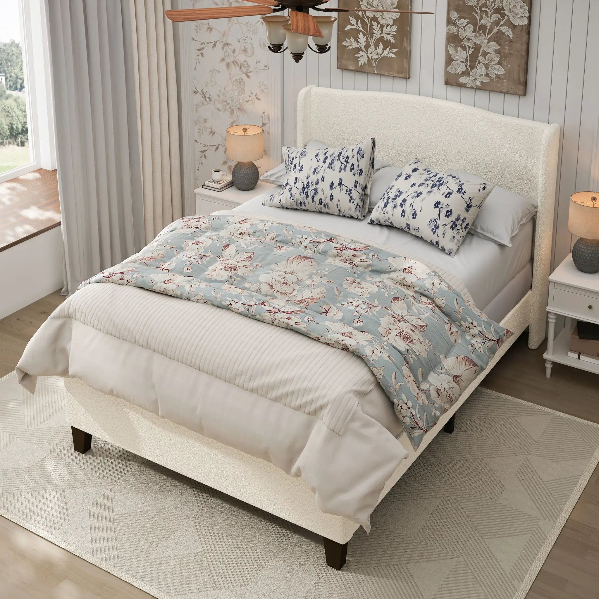 Platform Bed Frame With Tall Headboard And High Footboard by HouseOfZazla