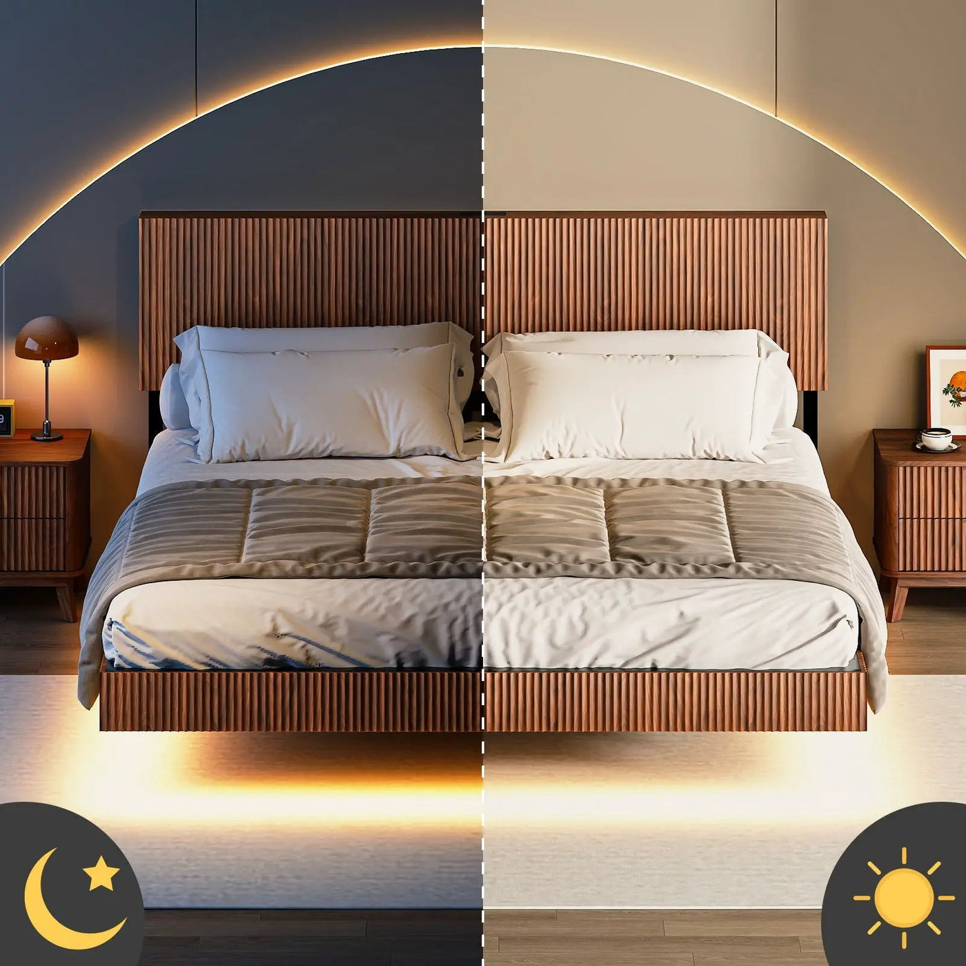 Floating Bedstead With Charging Station And LED Lights by Unique Piece Furniture