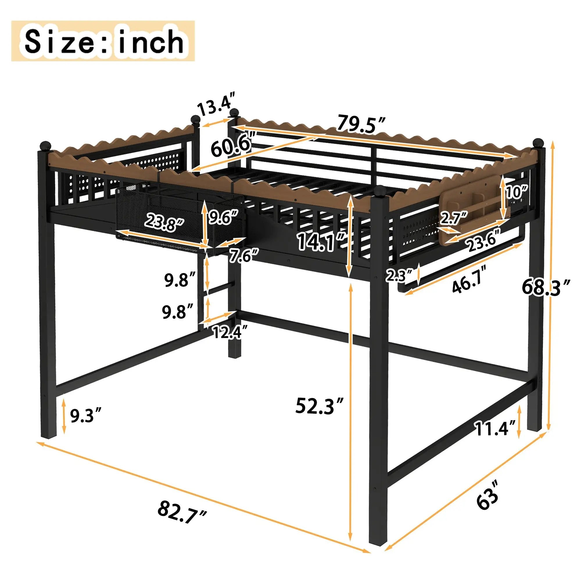Queen Size Loft Bed with Ladders and Storage by HouseOfZazla