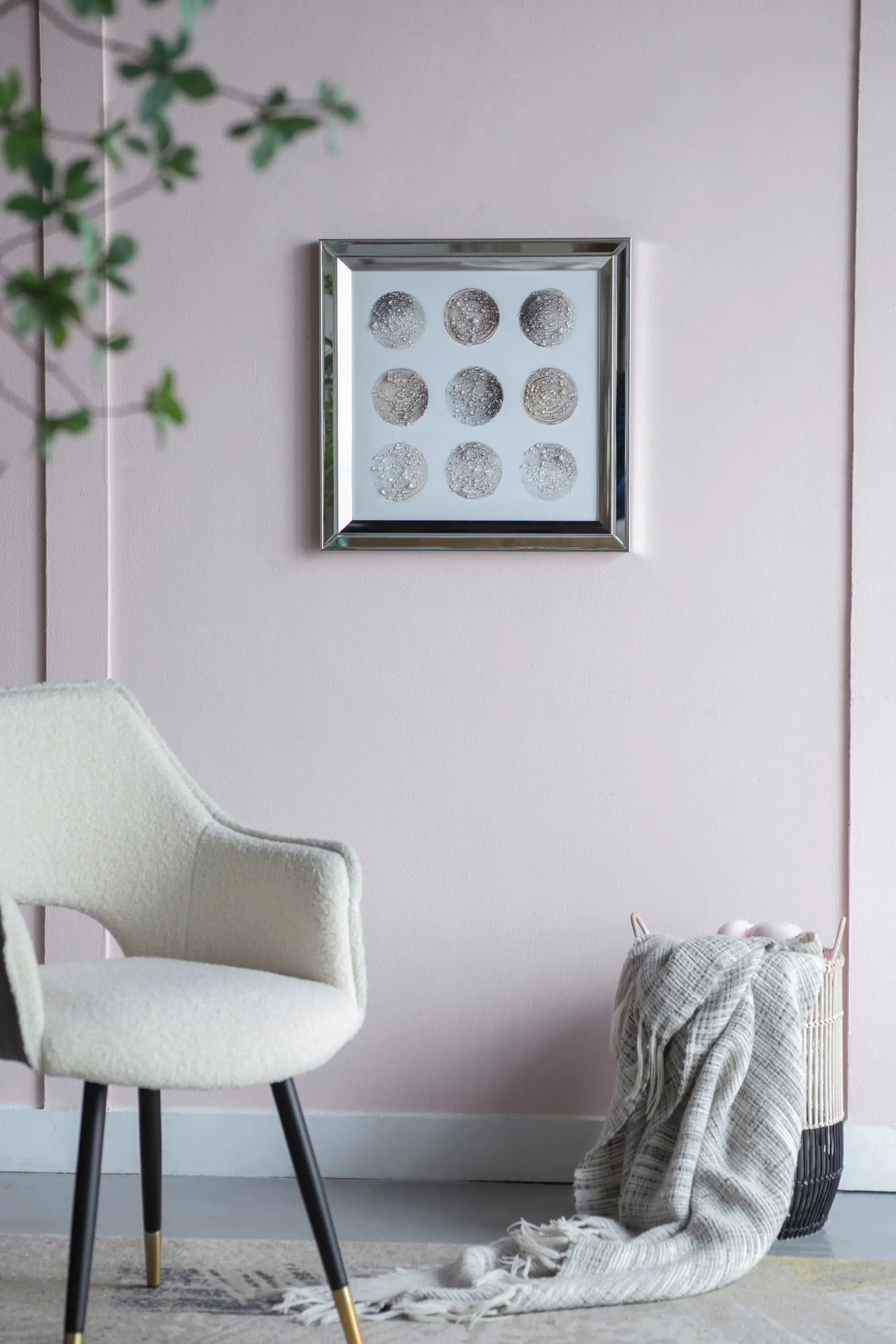 Ares Crystal Mirror Framed Wall Art on Mellow Golden Tint Background by HouseOfZazla