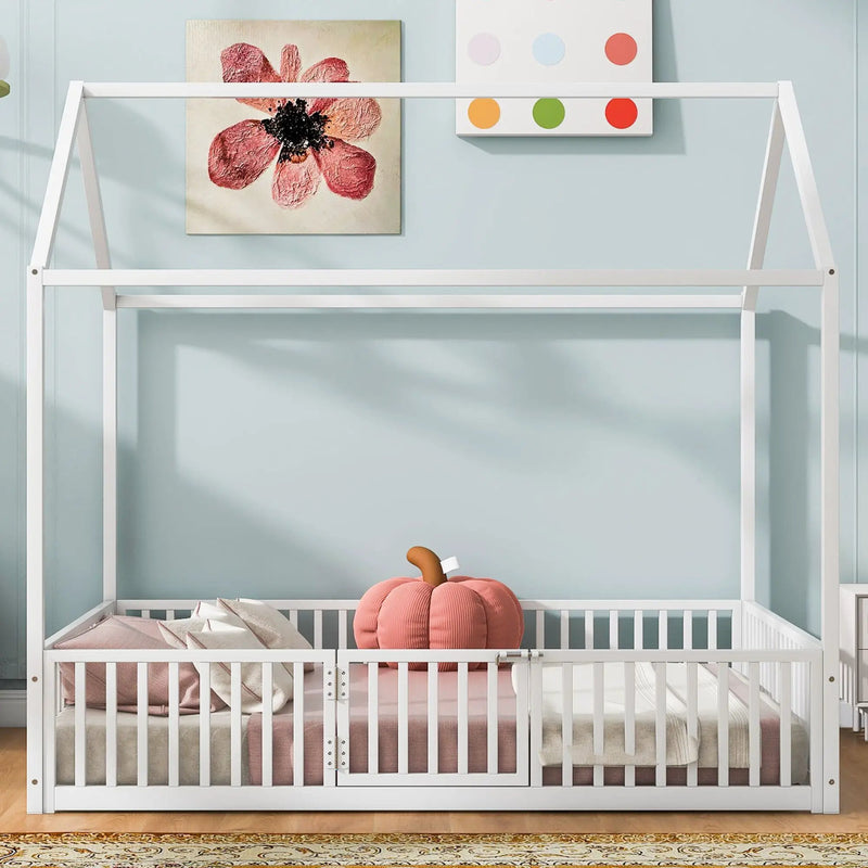 Metal House Bed With Fence And Door by HouseOfZazla