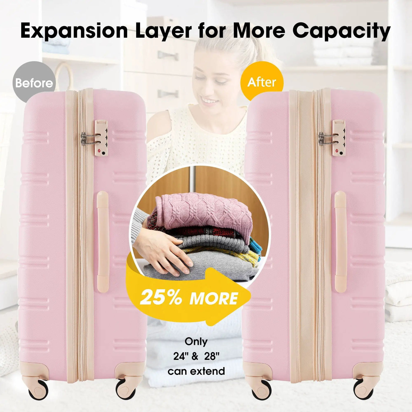 Hardshell Luggage Sets 2 Pieces + Bag Spinner Suitcase With Tsa Lock Lightweight 20" / 28" by HouseOfZazla