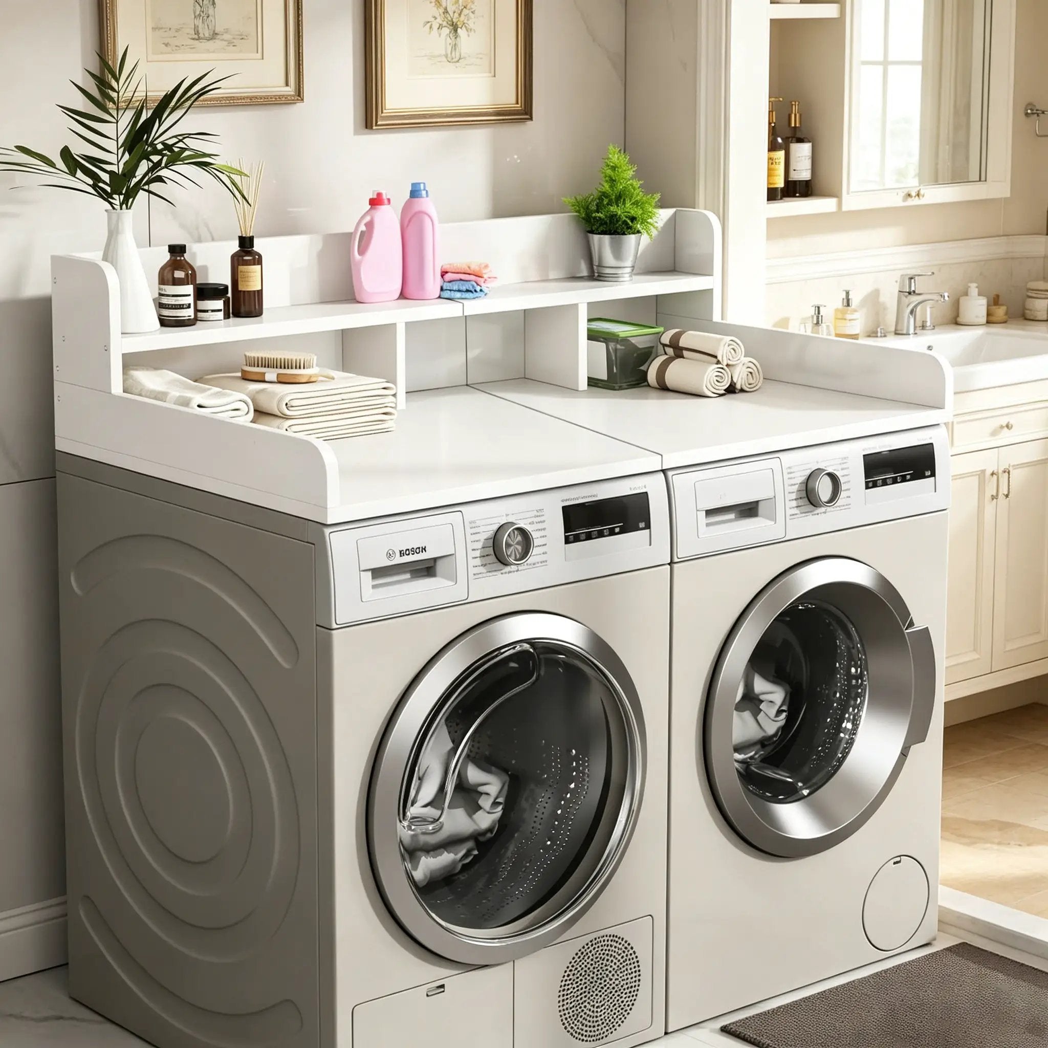 Washer Dryer Countertop with Non-Slip Pads - White by HouseOfZazla