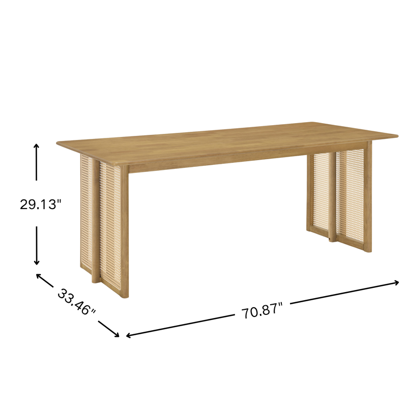 Natural Rubber Wood Dining Table with Rattan Accents by HouseOfZazla