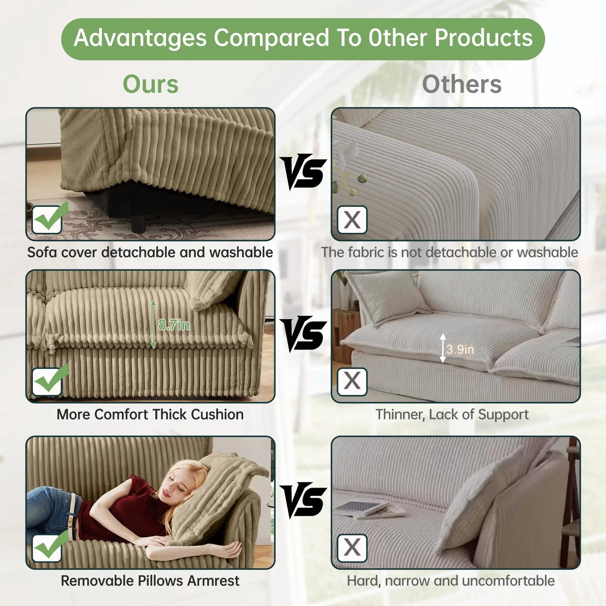 Slipcovered Long Sofa - 4 Seater Couch by HouseOfZazla