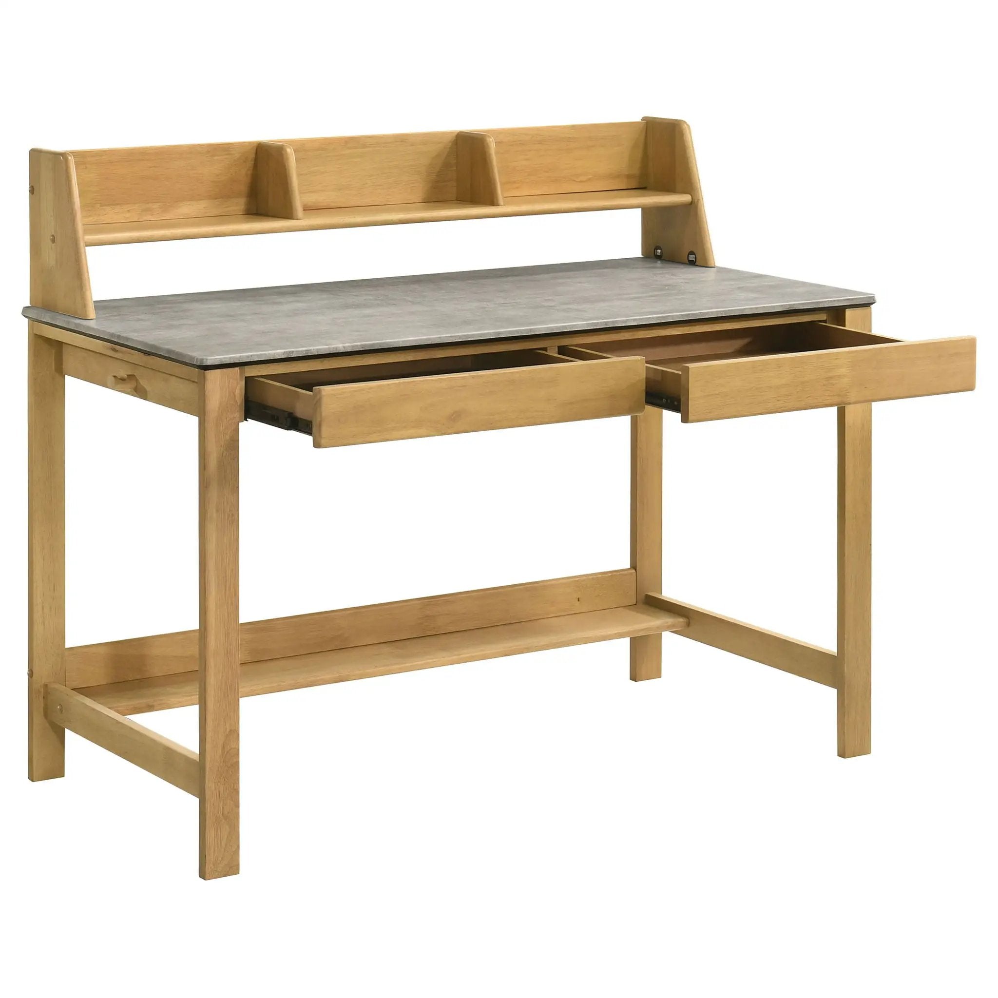 Besler 47-inch SmartTop Writing Desk with Shelf Cement and Natural by Unique Piece Furniture