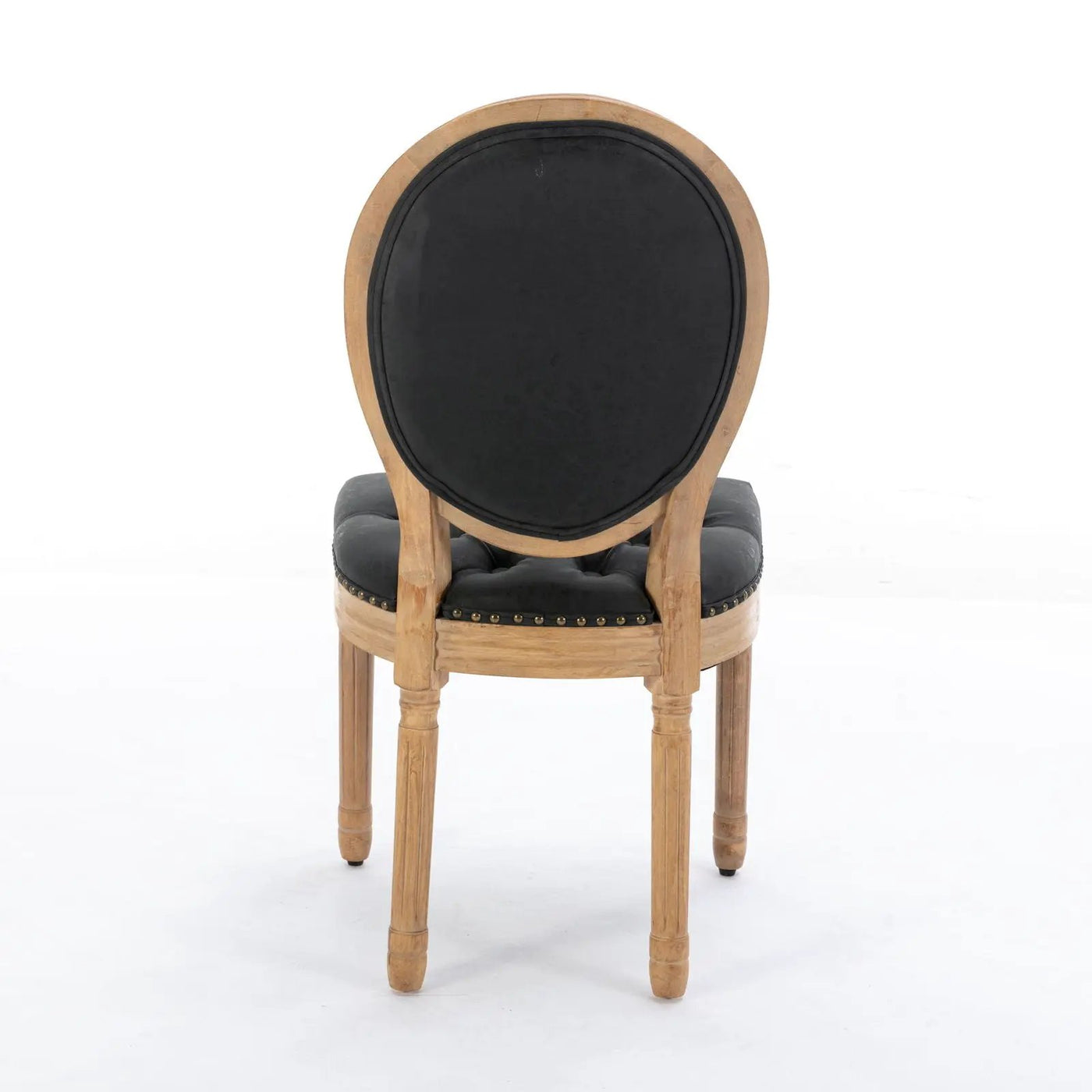 French Style Solid Wood Frame Antique Painting, Hand-Pulled Buckle Decoration Artificial Dining Chair With Nailhead Trim, Wood Legs by Unique Piece Furniture