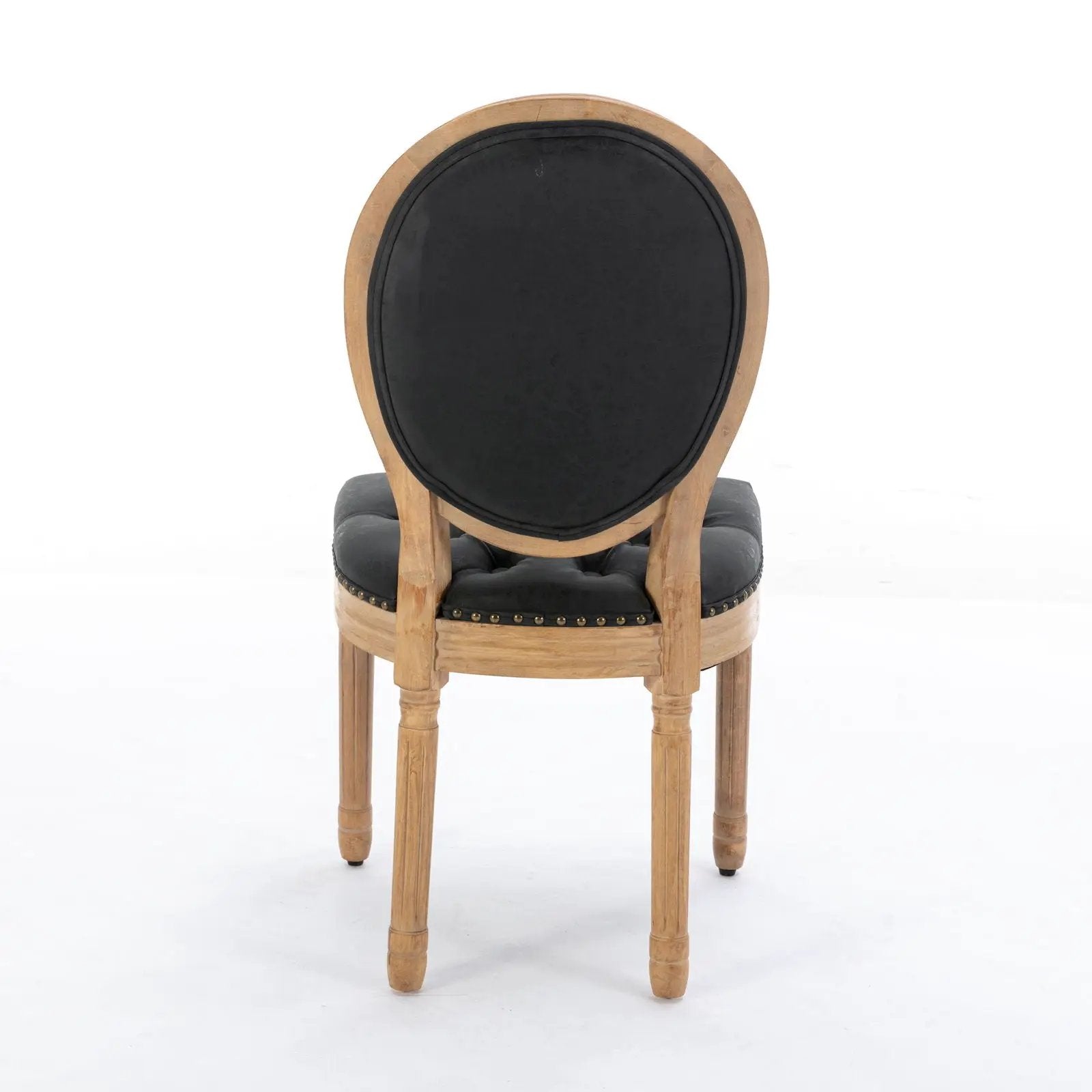 French Style Solid Wood Frame Antique Painting, Hand-Pulled Buckle Decoration Artificial Dining Chair With Nailhead Trim, Wood Legs by Unique Piece Furniture