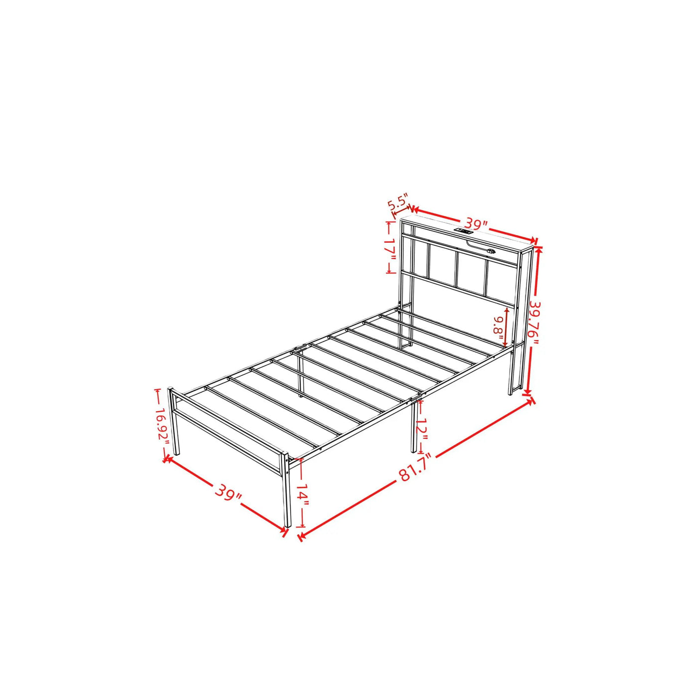 Bed Frame With Storage Headboard With USB C, Type C And LED Light by Unique Piece Furniture