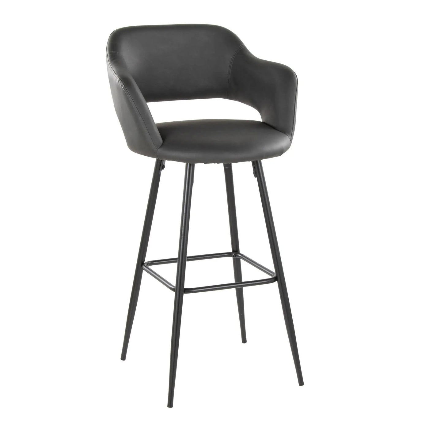 Margarite - Contemporary Fixed Height BarStool With Square Footrest (Set of 2) by HouseOfZazla