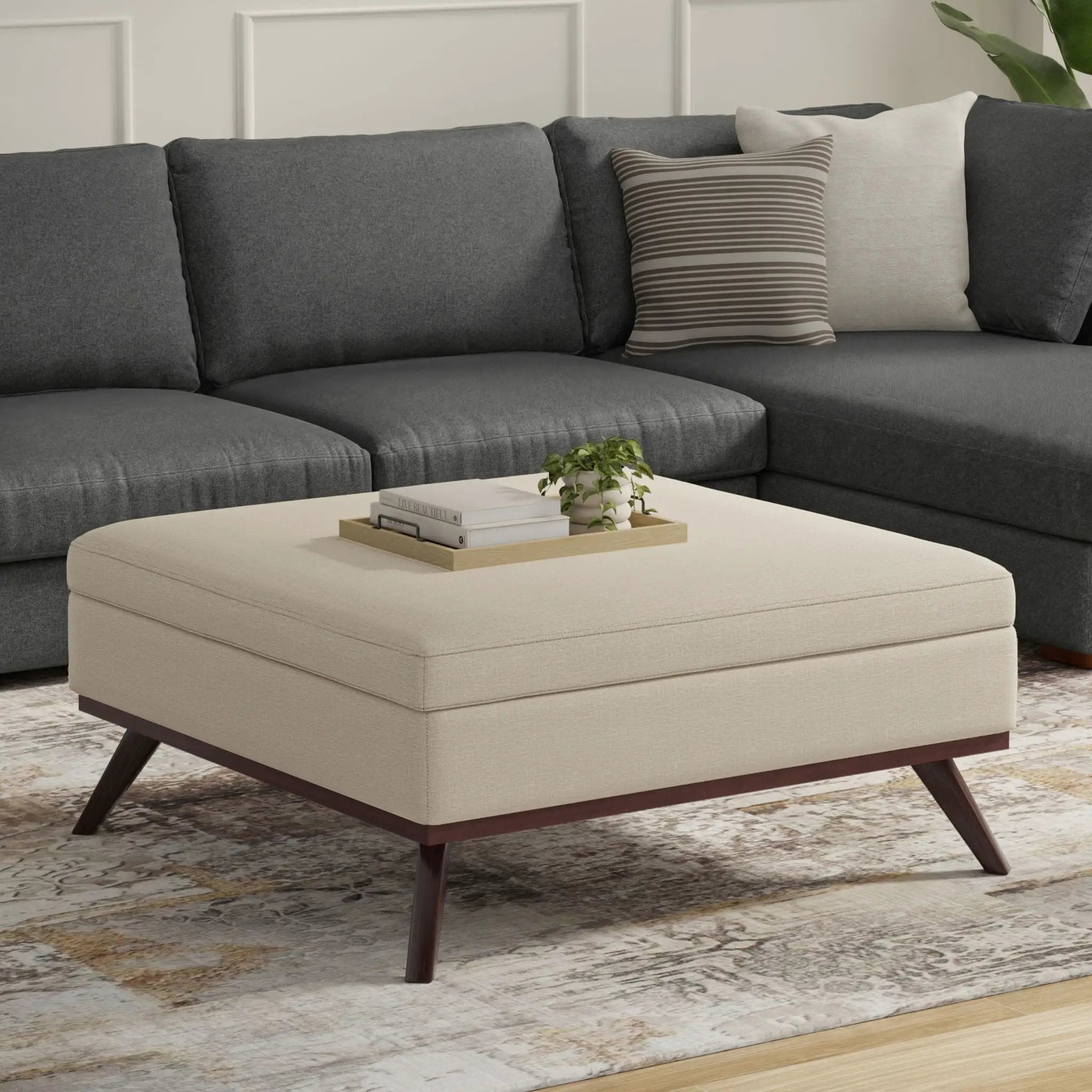 Owen - Multifunctional Square Coffee Table Storage Ottoman by Unique Piece Furniture