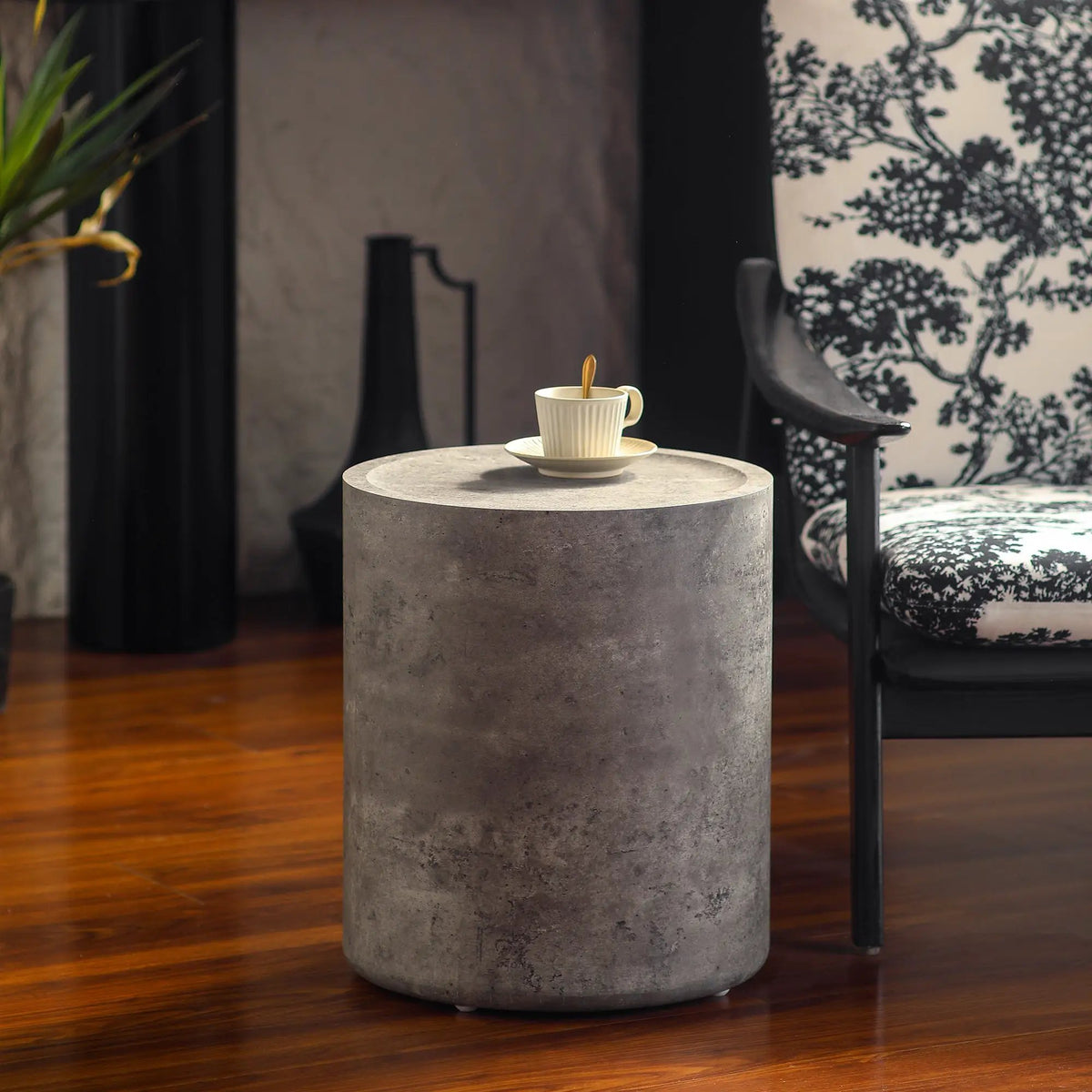 Modern Faux Concrete Round Corner Accent Table by HouseOfZazla