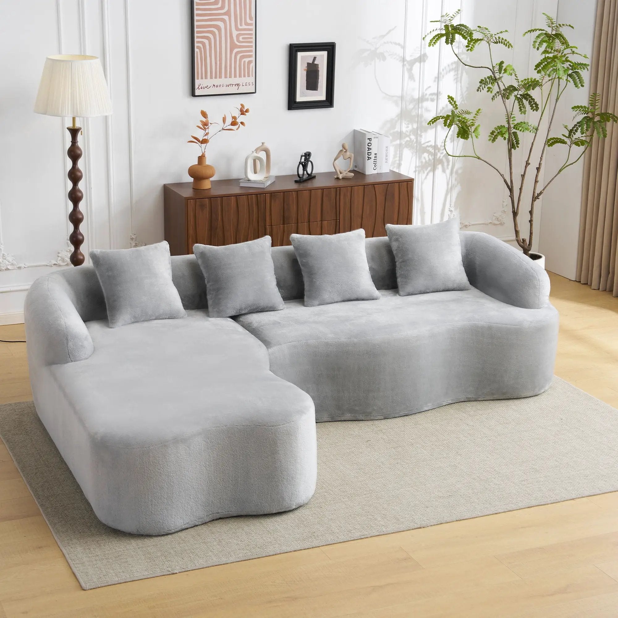 Modular L-Shape Sectional Sofa With Curved Chaise by Unique Piece Furniture