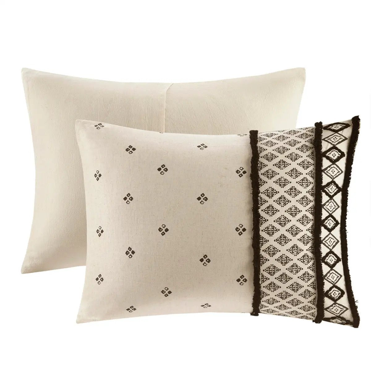 3 Piece Cotton and Flax Linen Blend Comforter Set Natural King/Cal King by HouseOfZazla