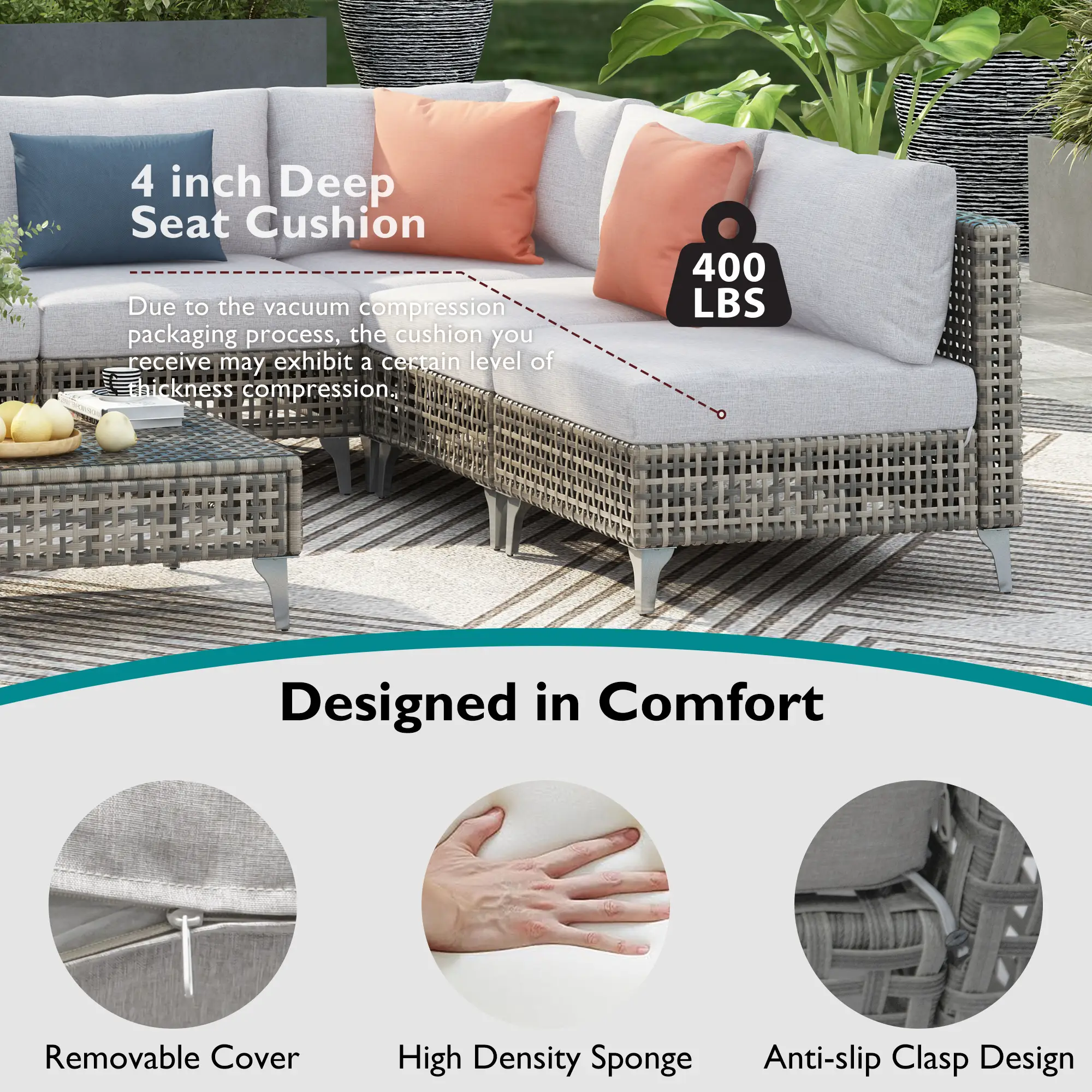 K&K Patio 8-Piece Patio Furniture Set with 43" Fire Pit Table by HouseOfZazla
