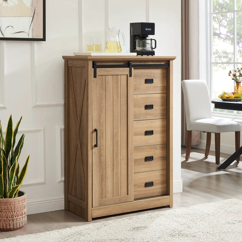 5 Drawers Dresser with Sliding Barn Door by HouseOfZazla