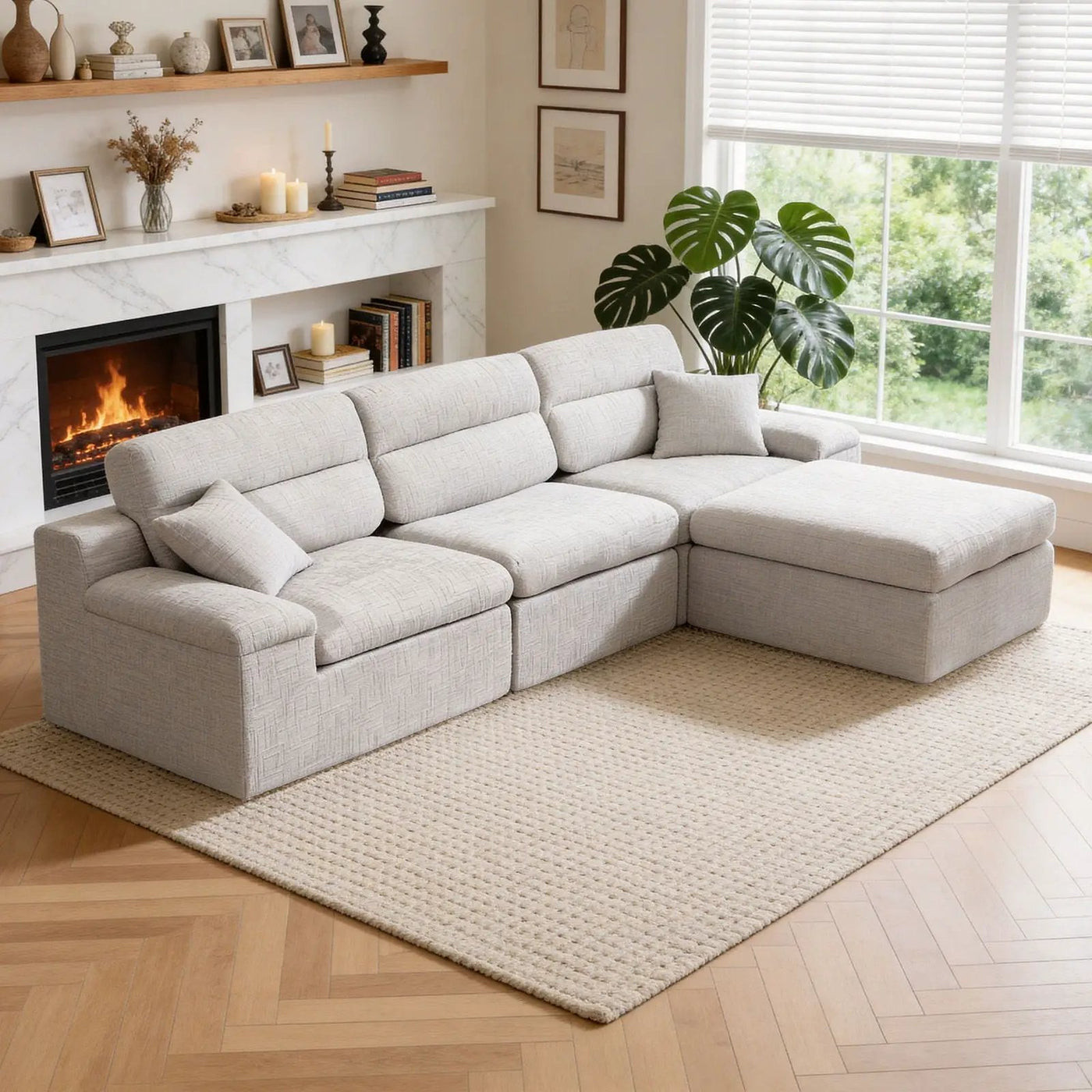 Corner Chaise Sofa With High Backrest by HouseOfZazla