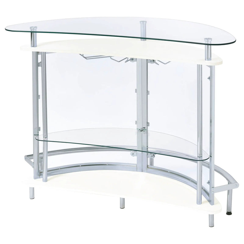 Strick - Freestanding Glass Top Home Bar Wine Cabinet - White by HouseOfZazla