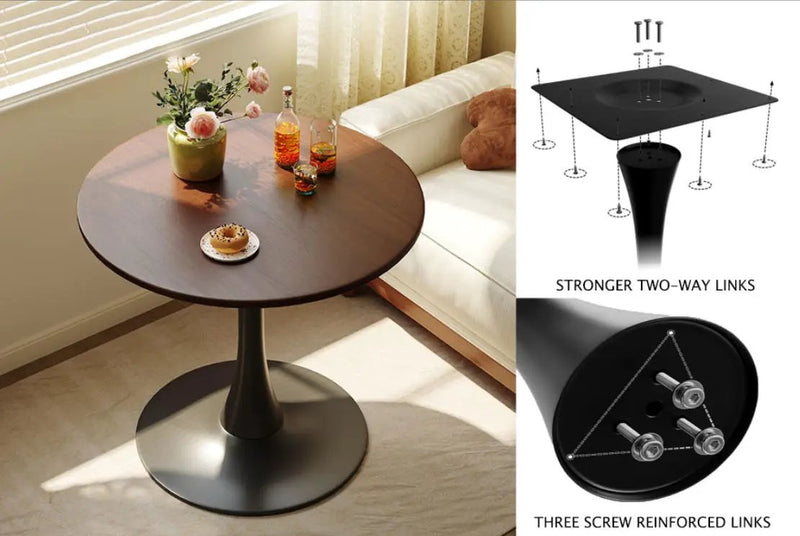 Walnut Color Round Dining Table - Modern Design by HouseOfZazla