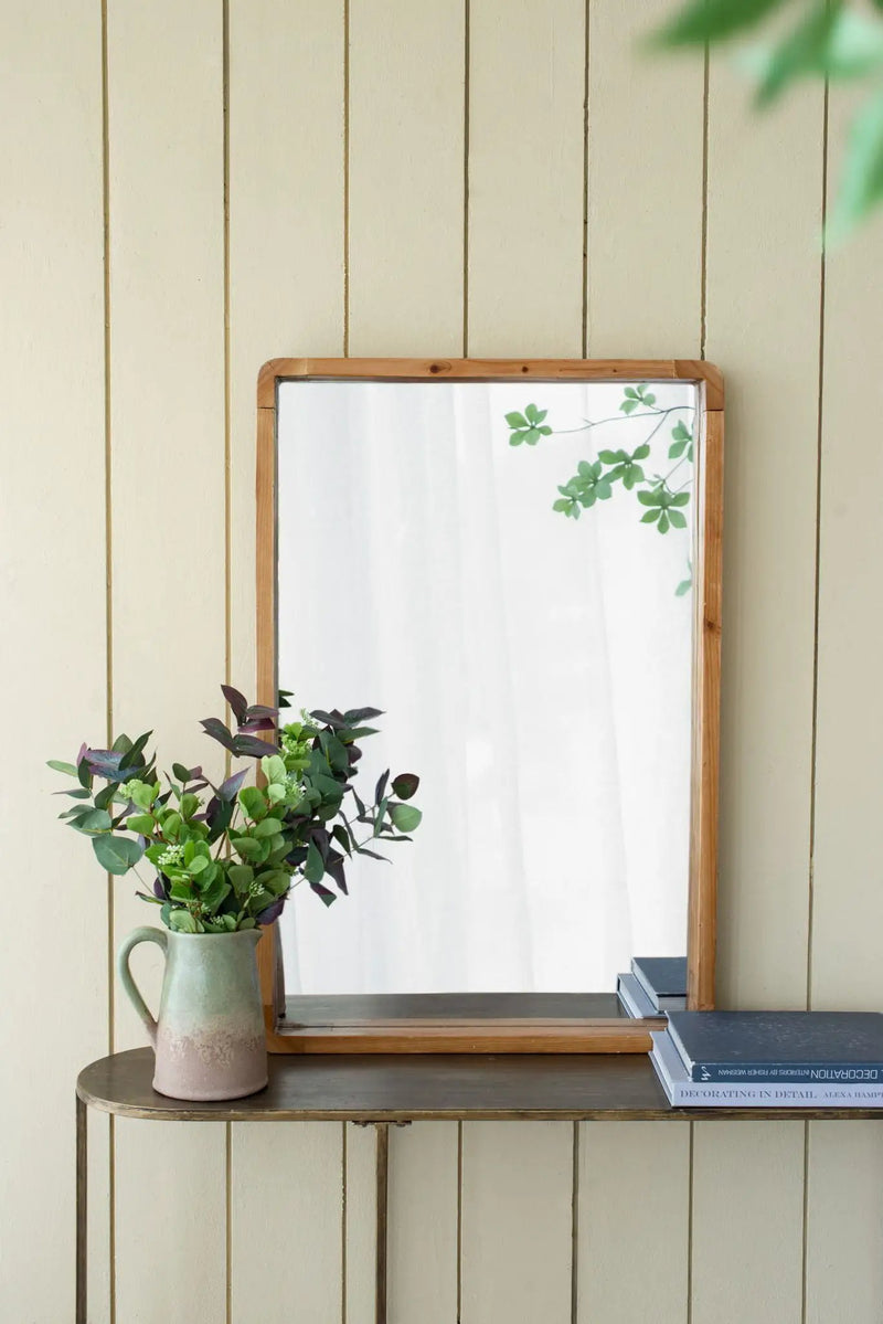 Rectangle Wood Mirror, Farmhouse Wall Decor For Living Room Bedroom Entryway - Brown by Unique Piece Furniture