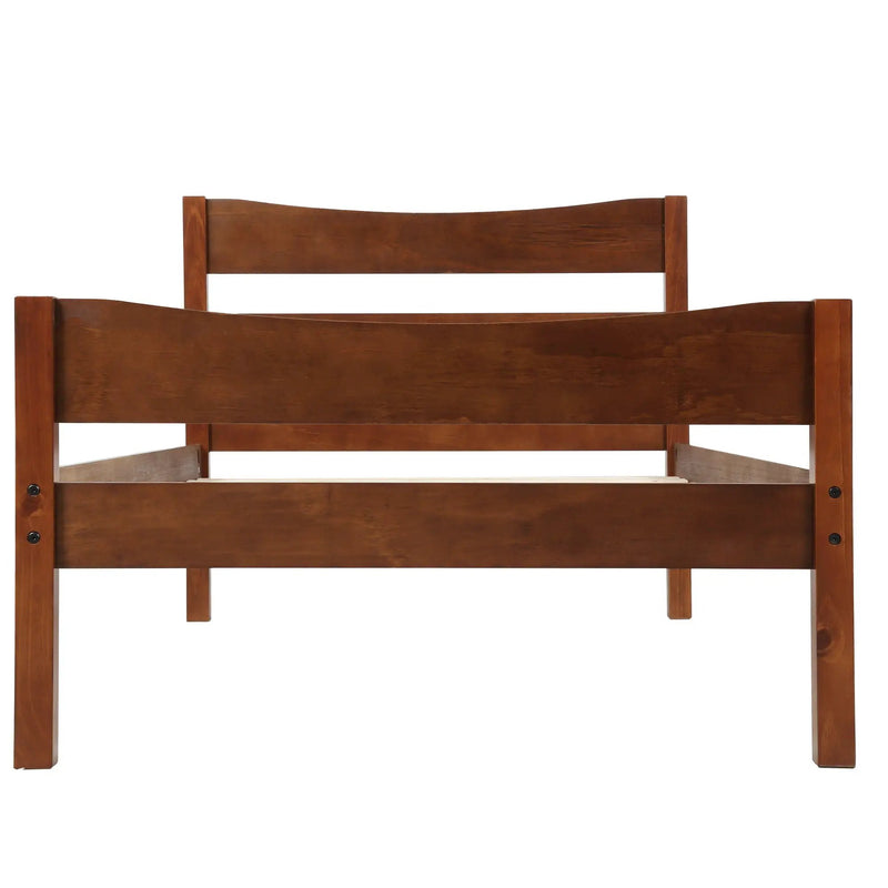Twin Size Platform Bed With Headboard And Wooden Slat Support by HouseOfZazla