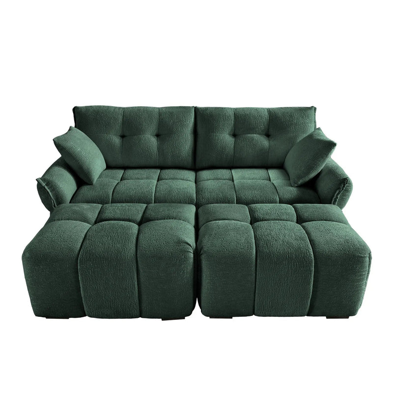 2 Seater Sofa Set With 2 Ottomans And Throw Pillows by HouseOfZazla