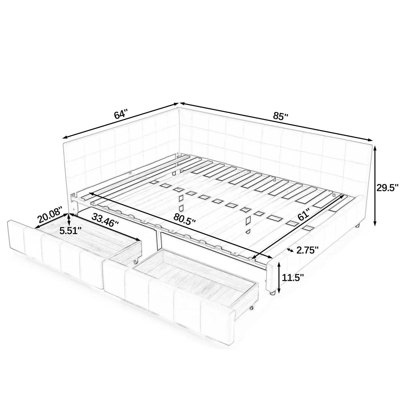 Upholstered Bed Frame With Tufted Backrest And Armrests by HouseOfZazla