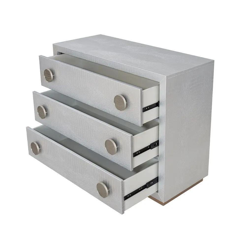 Anpu - Console Cabinet - Silver Faux Crocodile Skin by Unique Piece Furniture