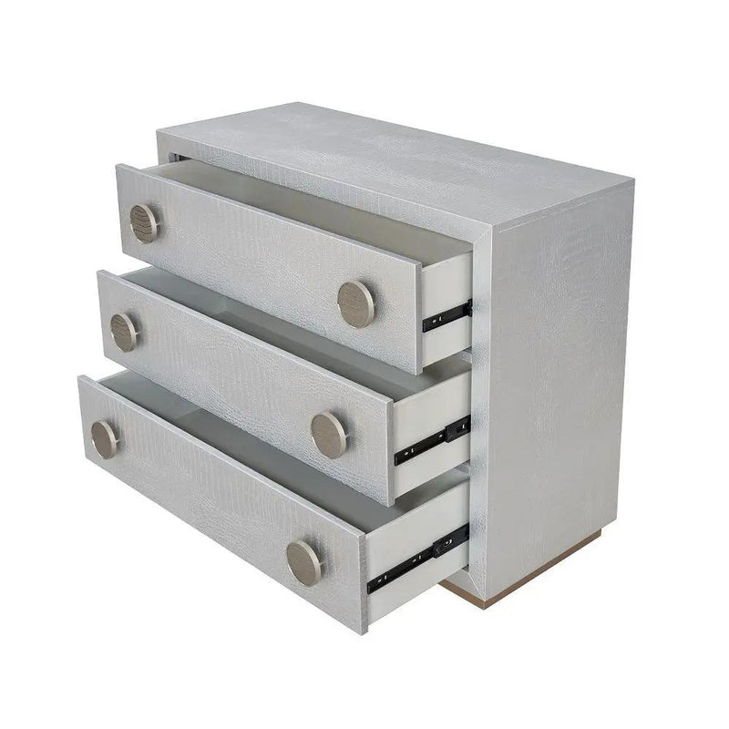 Anpu - Console Cabinet - Silver Faux Crocodile Skin by Unique Piece Furniture