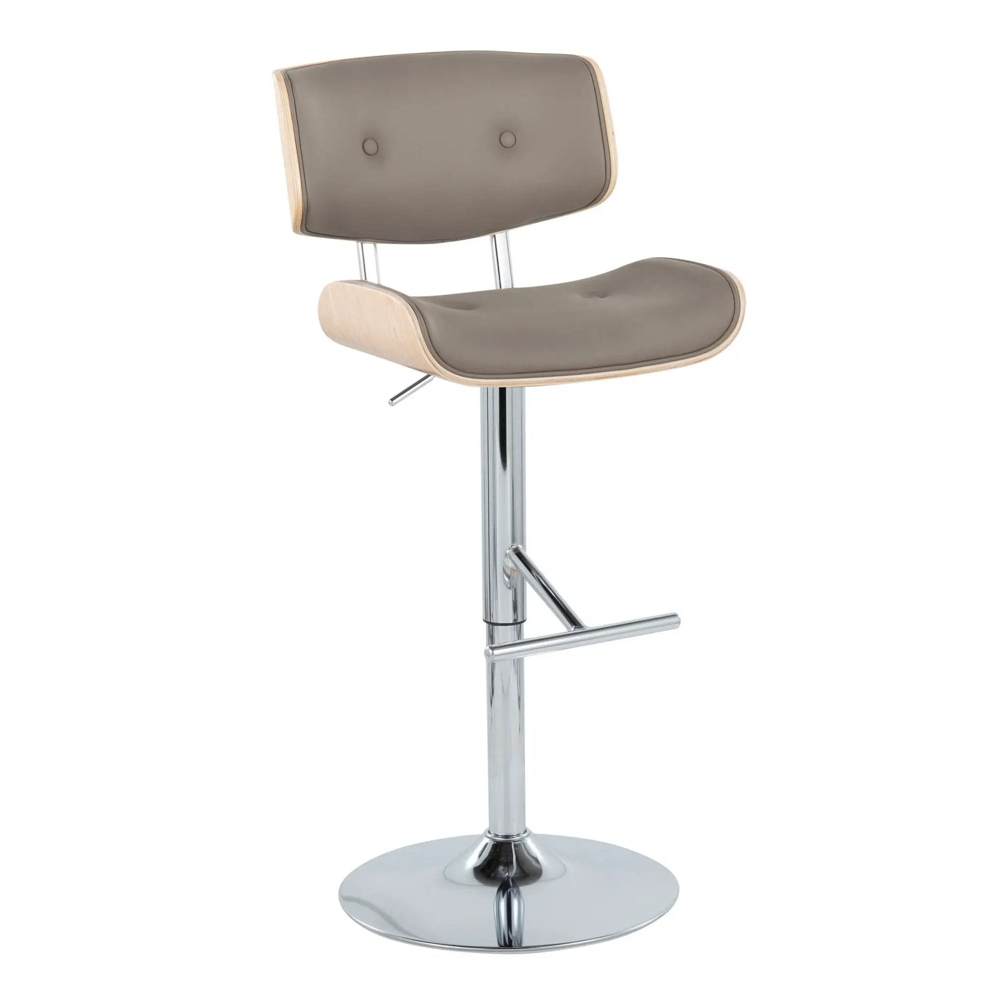 Lombardi - Contemporary Adjustable Barstool With Swivel With Straight T Footrest (Set of 2) by Unique Piece Furniture