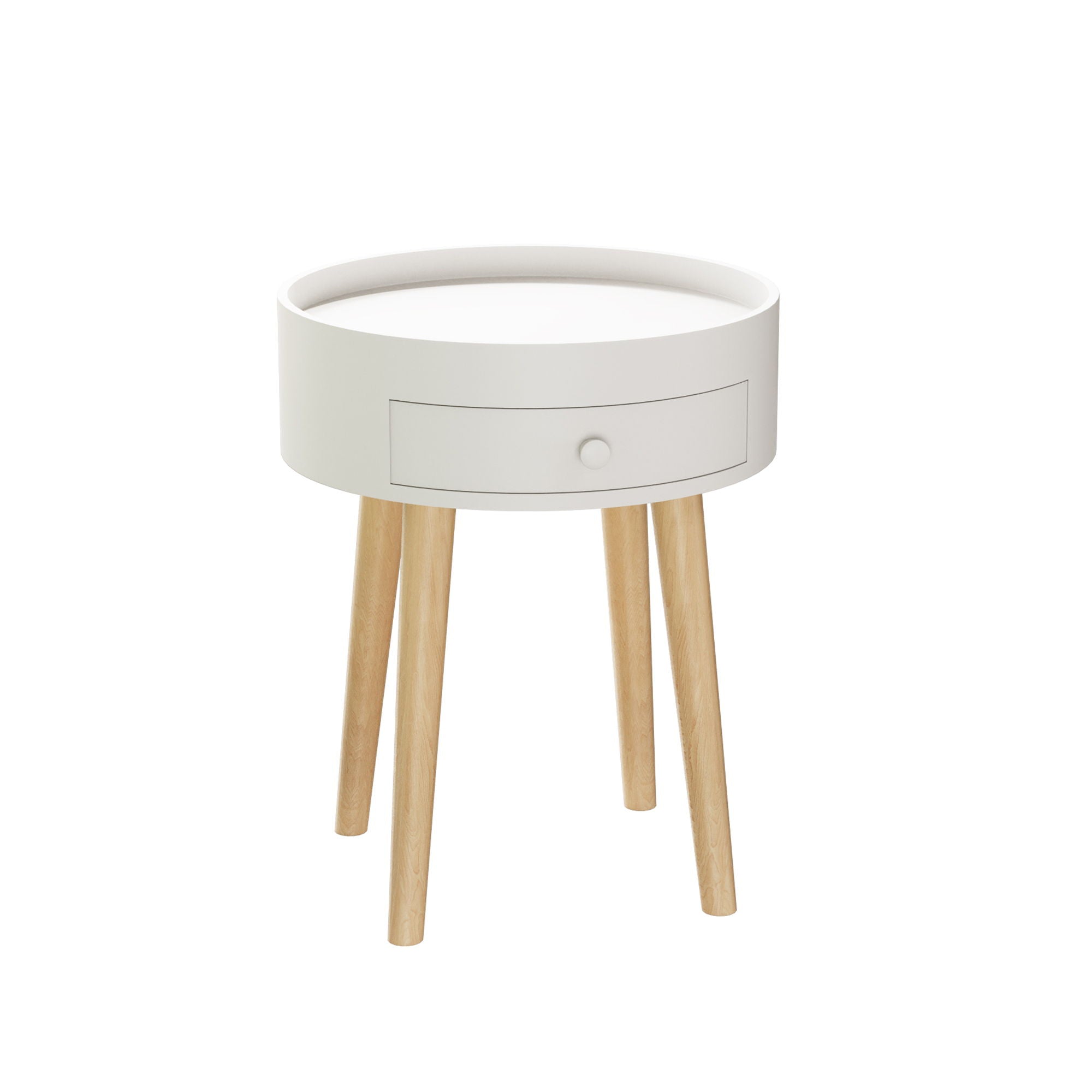 Nightstand With Storage Drawer, Bedside Table For Bedroom - White by HouseOfZazla