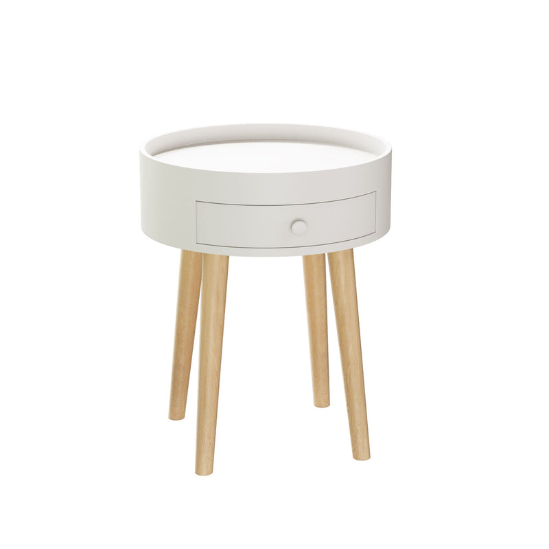 Nightstand With Storage Drawer, Bedside Table For Bedroom - White by HouseOfZazla