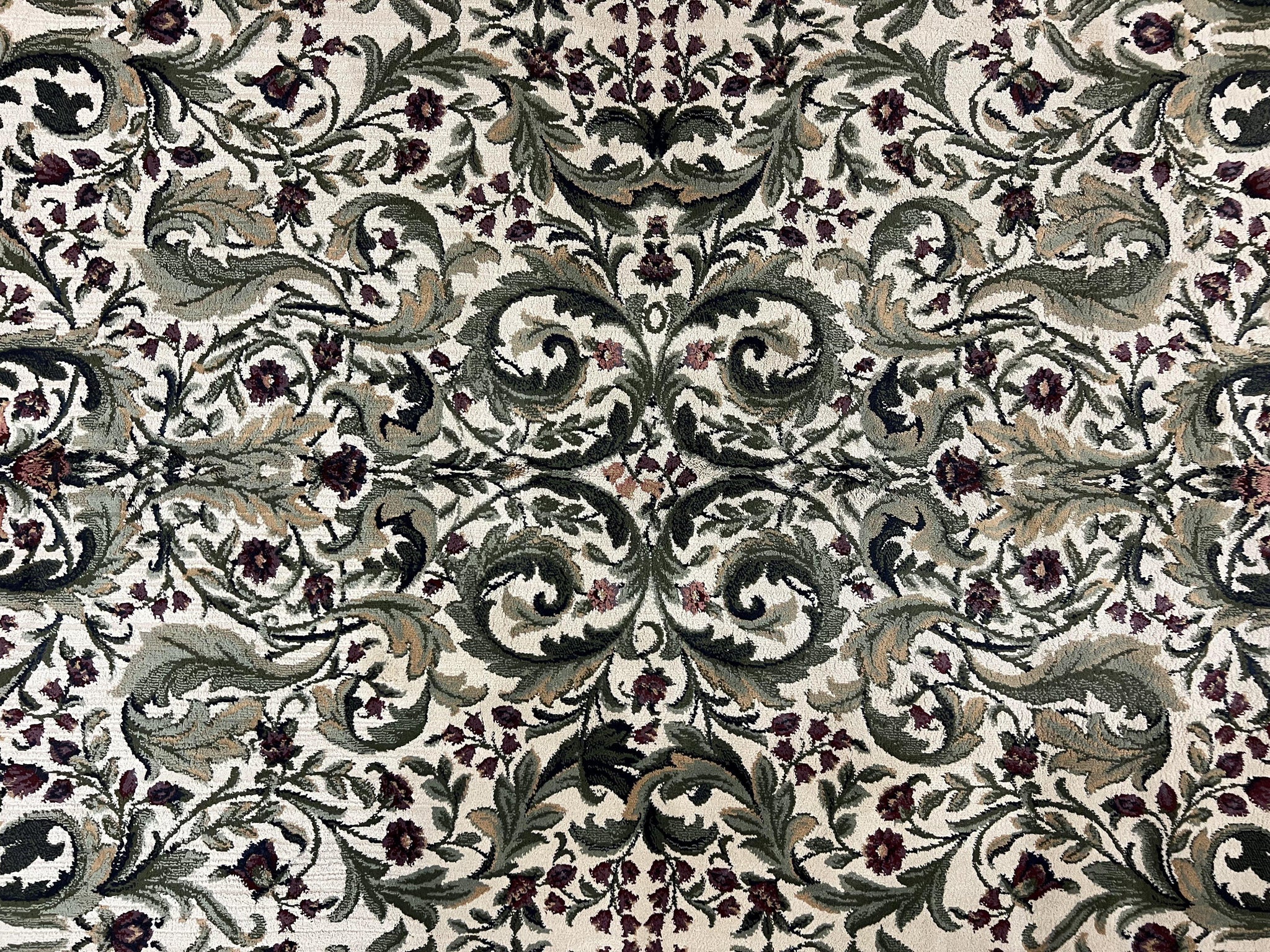 Oriental Rug 8x11, Floral Pattern, Ivory and Black by Jewel Rugs