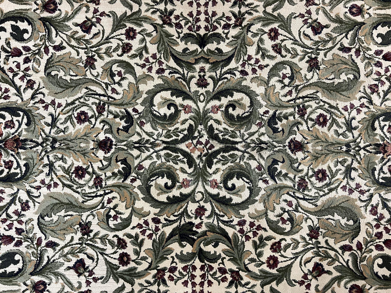 Oriental Rug 8x11, Floral Pattern, Ivory and Black by Jewel Rugs