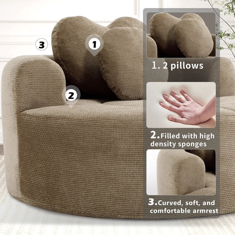 Round Sofa Bed with Memory Foam Sectional Couch for Living Room by HouseOfZazla