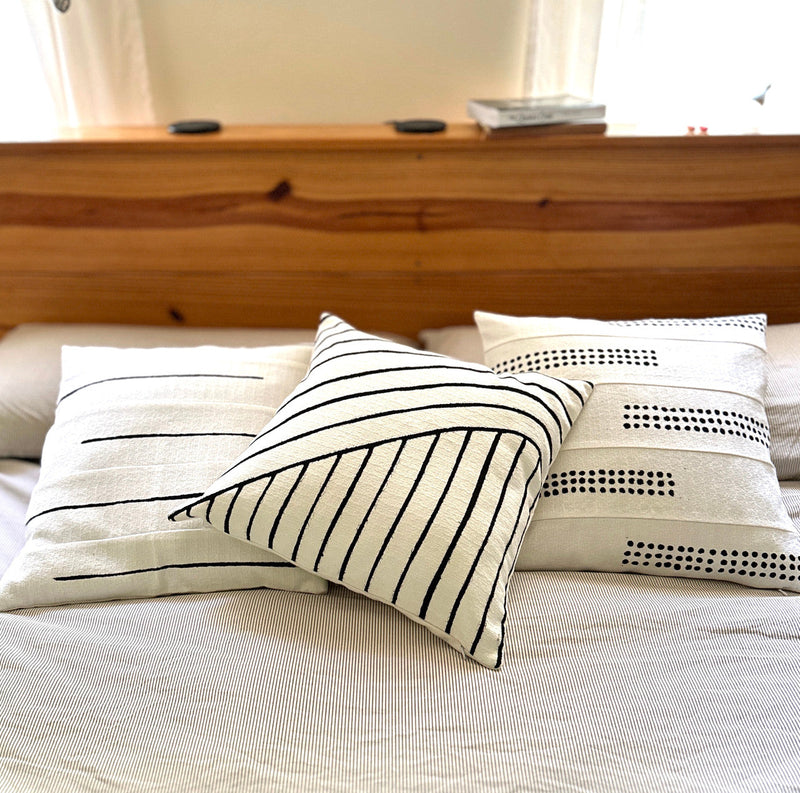 Crossing Lines White Sadza Pillow, photo 3 of 3