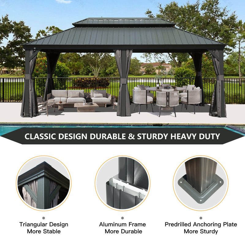 12' x 20' Hardtop Gazebo with Double Roof Canopy by HouseOfZazla