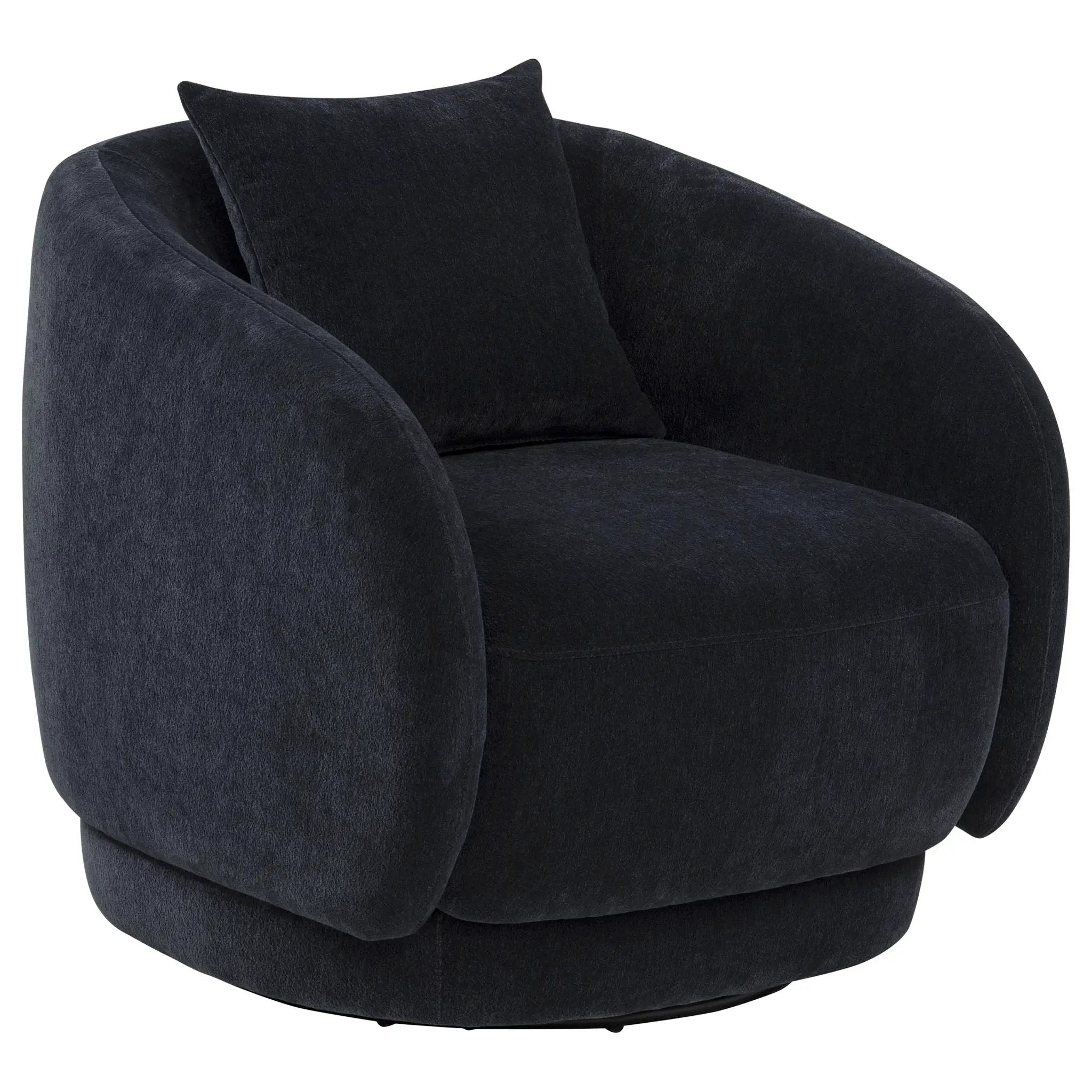 Arnaud Chenille Upholstered Swivel Accent Chair Navy by Unique Piece Furniture