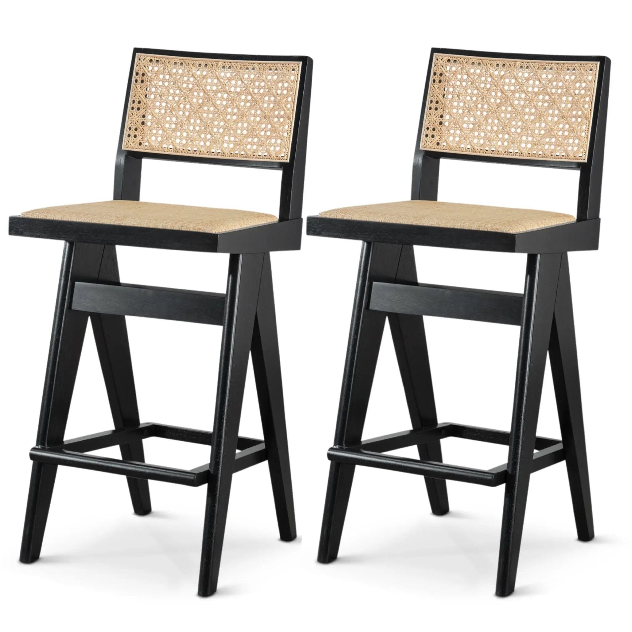 Keira - Bar Stool (Set of 2) - Black / Rattan by Unique Piece Furniture