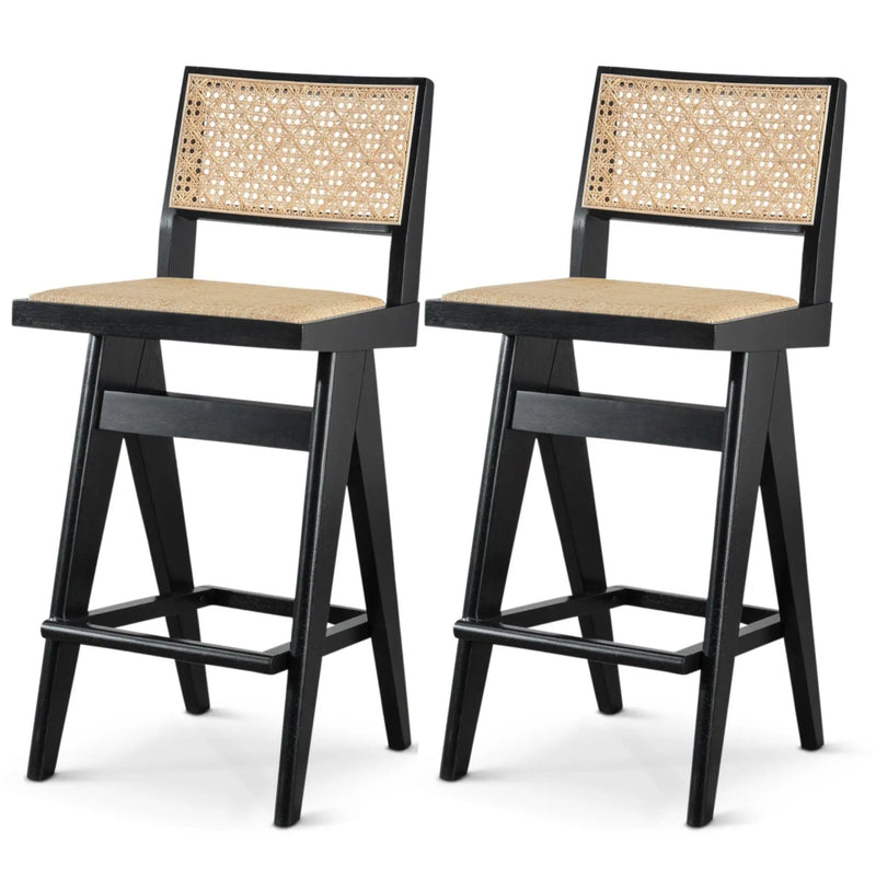 Keira - Bar Stool (Set of 2) - Black / Rattan by Unique Piece Furniture