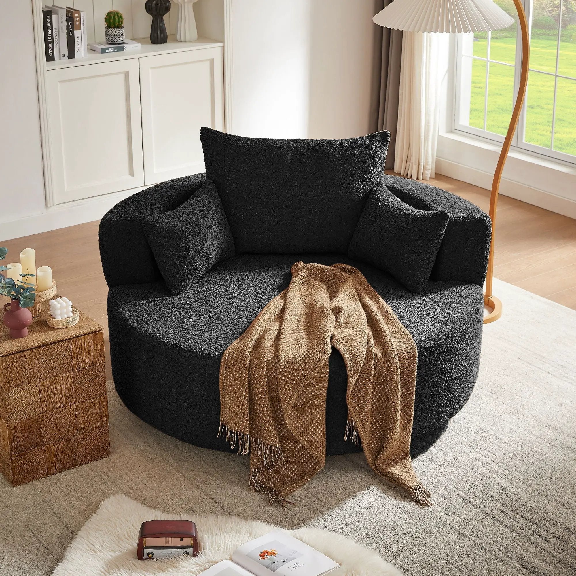 360° Swivel Chair Accent Barrel Chair With Removable Pillows by HouseOfZazla