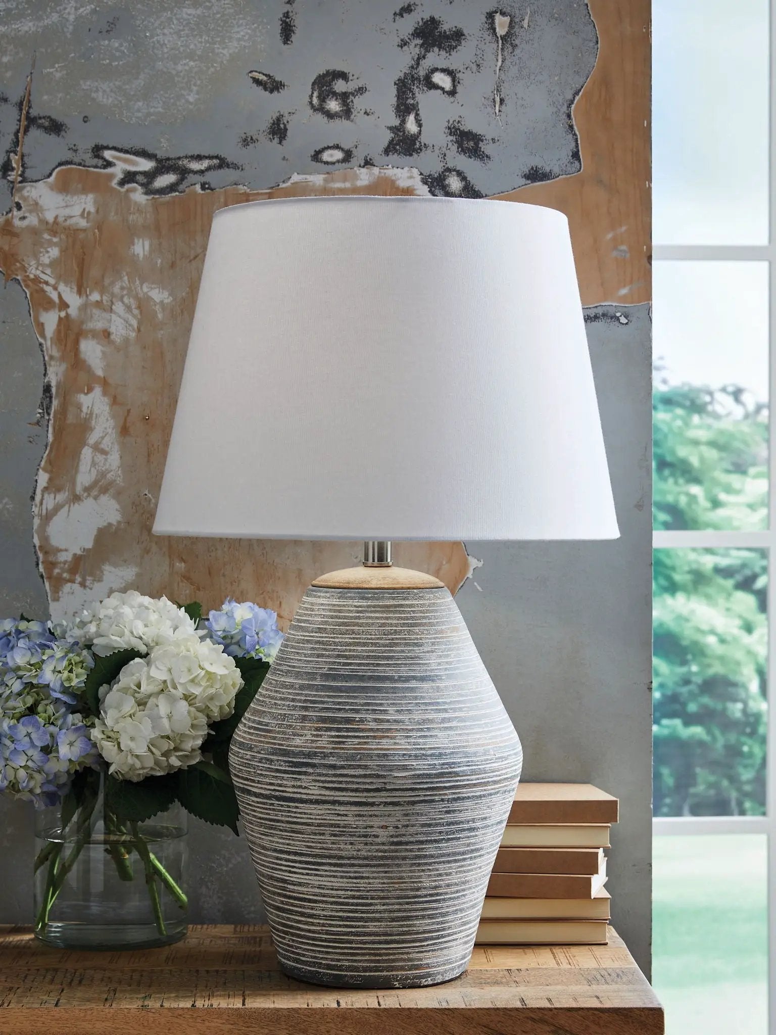 Lawrock - Terracotta Table Lamp - Antique Blue by Unique Piece Furniture