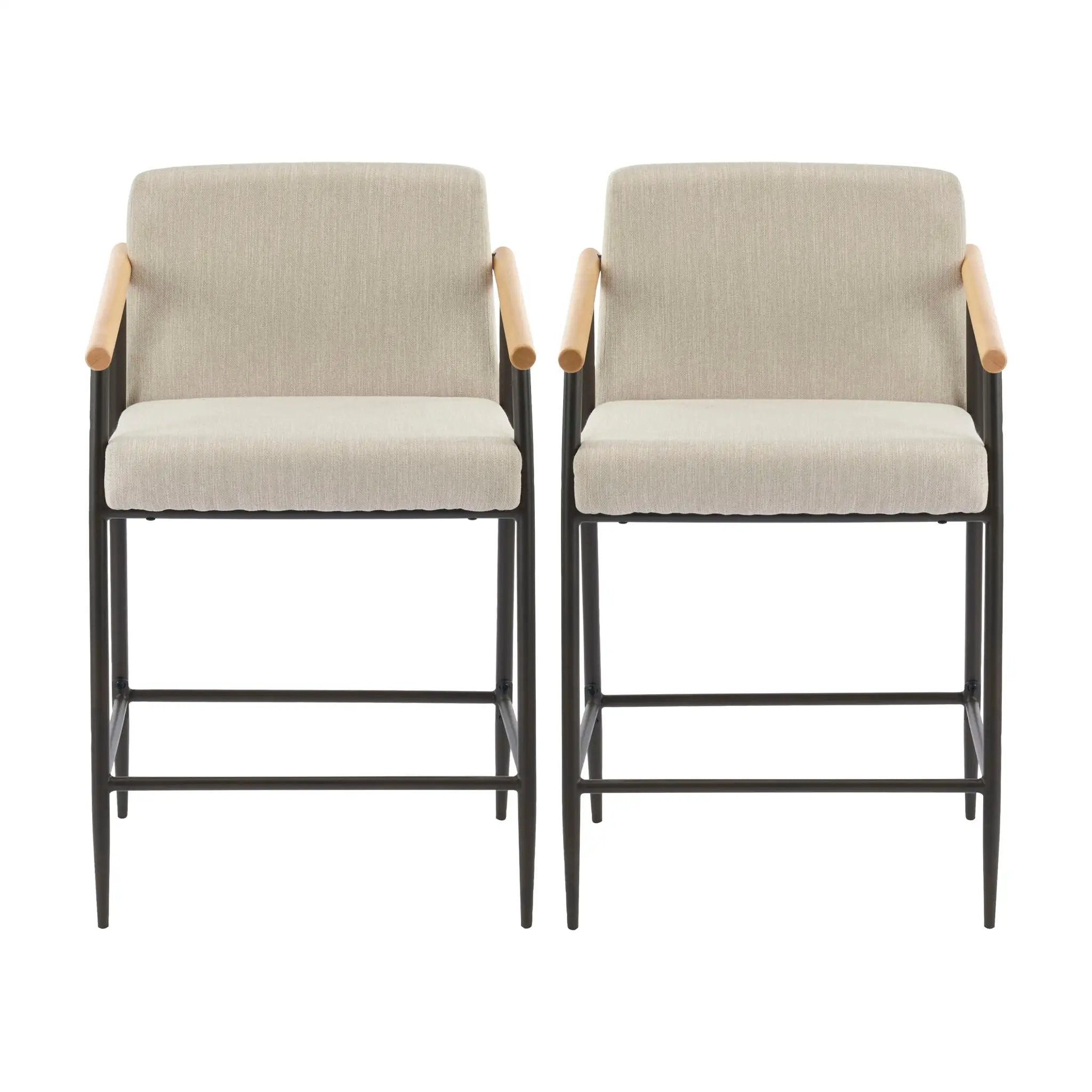 Mid Century Modern Counter Stool Set With Iron Frame by HouseOfZazla
