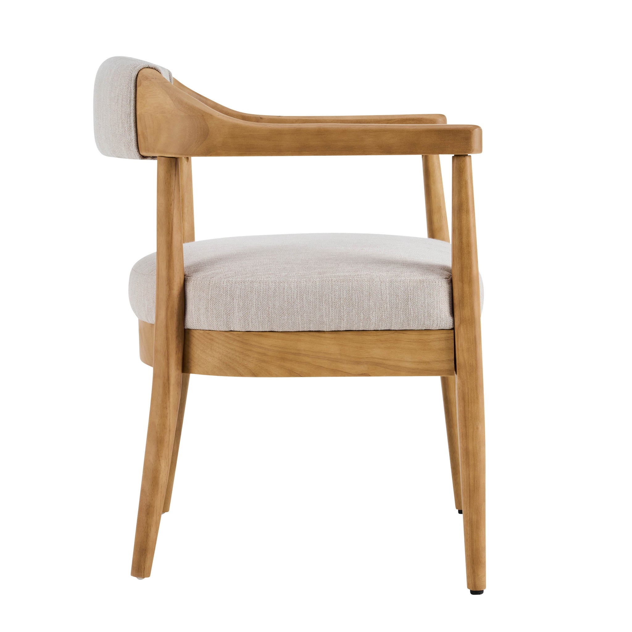 Wood Frame Upholstered Dining Chairs with Armrests (Set of 2) - Beige + Natural by HouseOfZazla