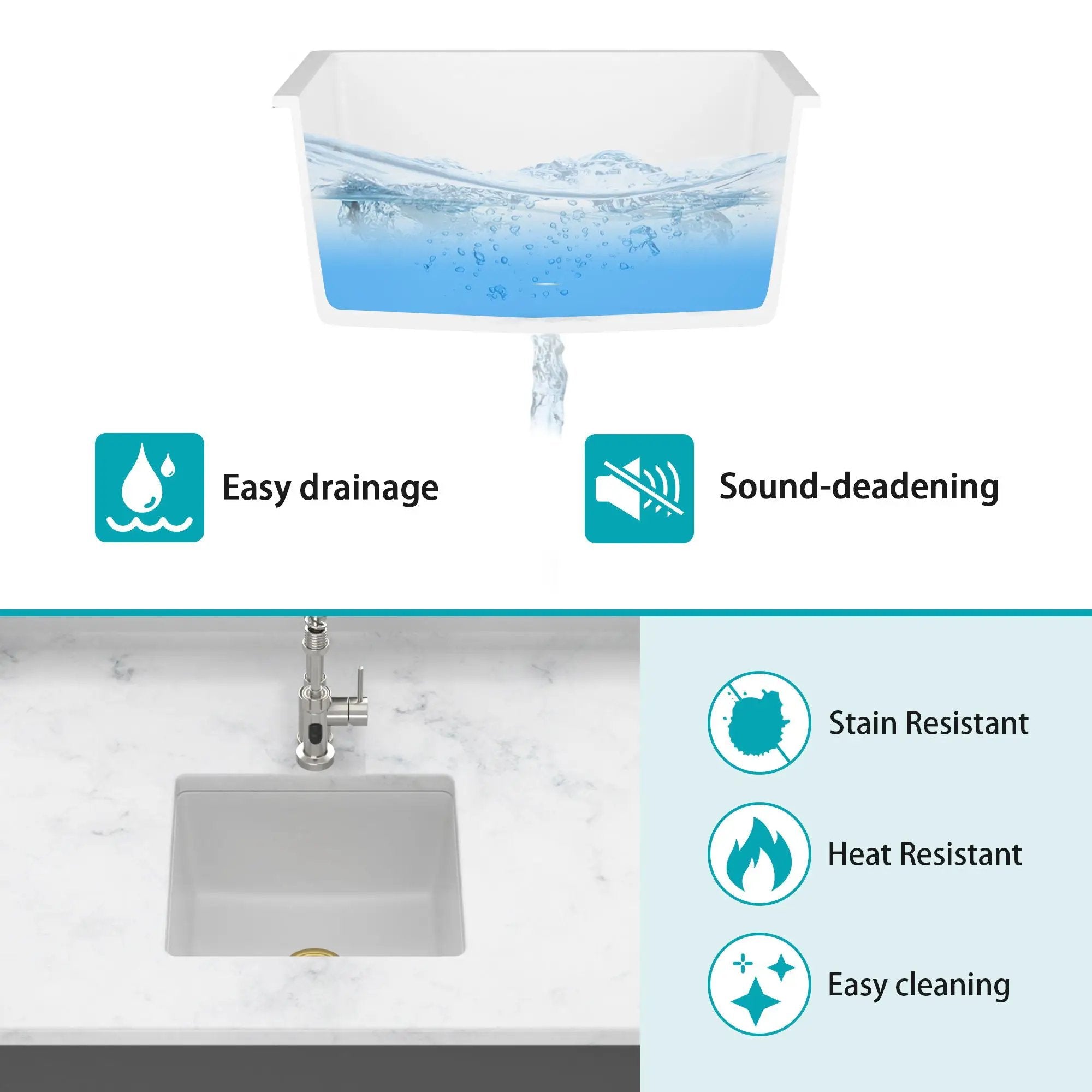 Modern Quartz Kitchen Sink Undermount Granite Composite by HouseOfZazla