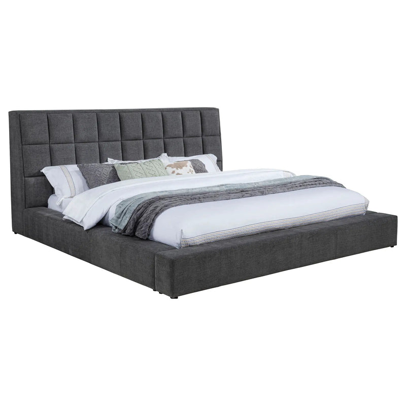Dreux Upholstered Eastern King Panel Platform Bed Grey by Unique Piece Furniture
