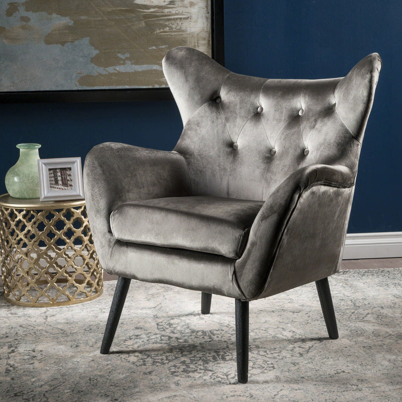Alyssa Mid Century Upholstered Arm Chair With Wingback Design by HouseOfZazla