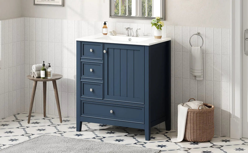 30" Bathroom Vanity with Sink, One Cabinet and Three Drawers by HouseOfZazla