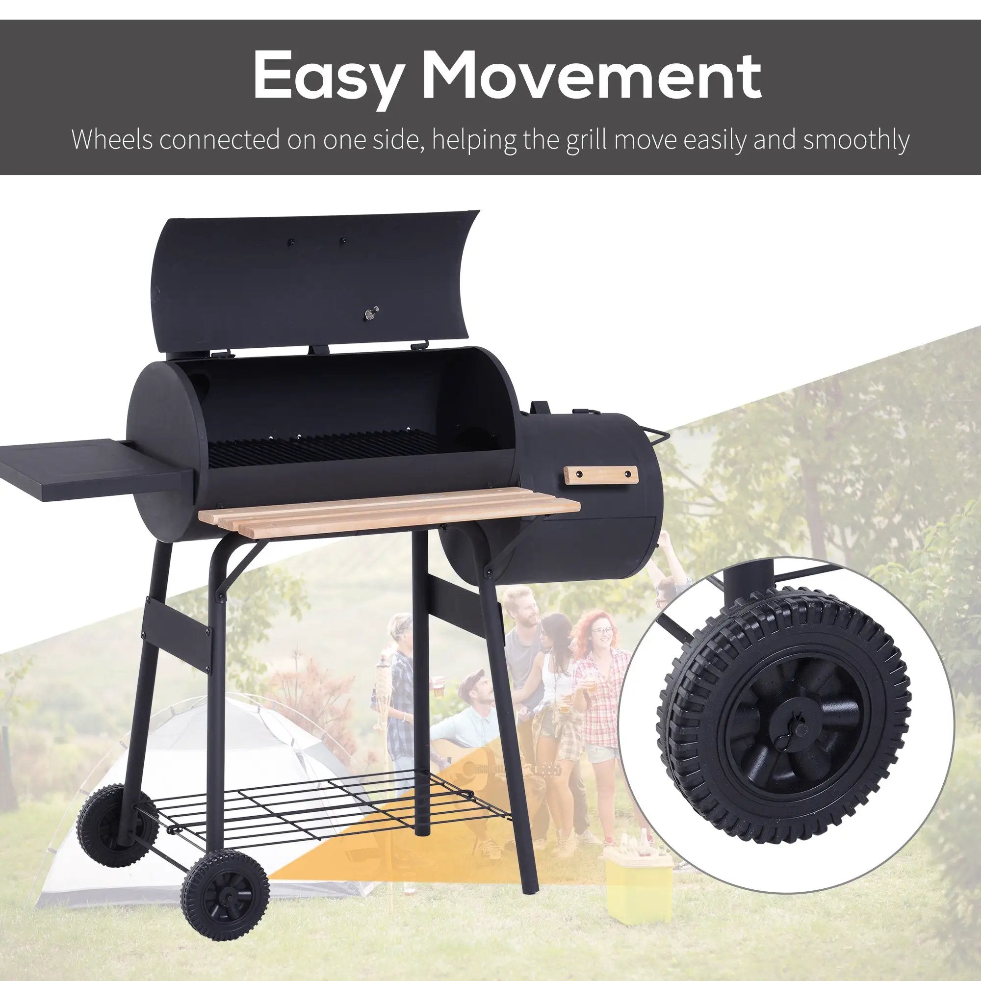 Outsunny 48' Steel Portable Backyard Charcoal BBQ Grill and Offset Smoker Combo by HouseOfZazla