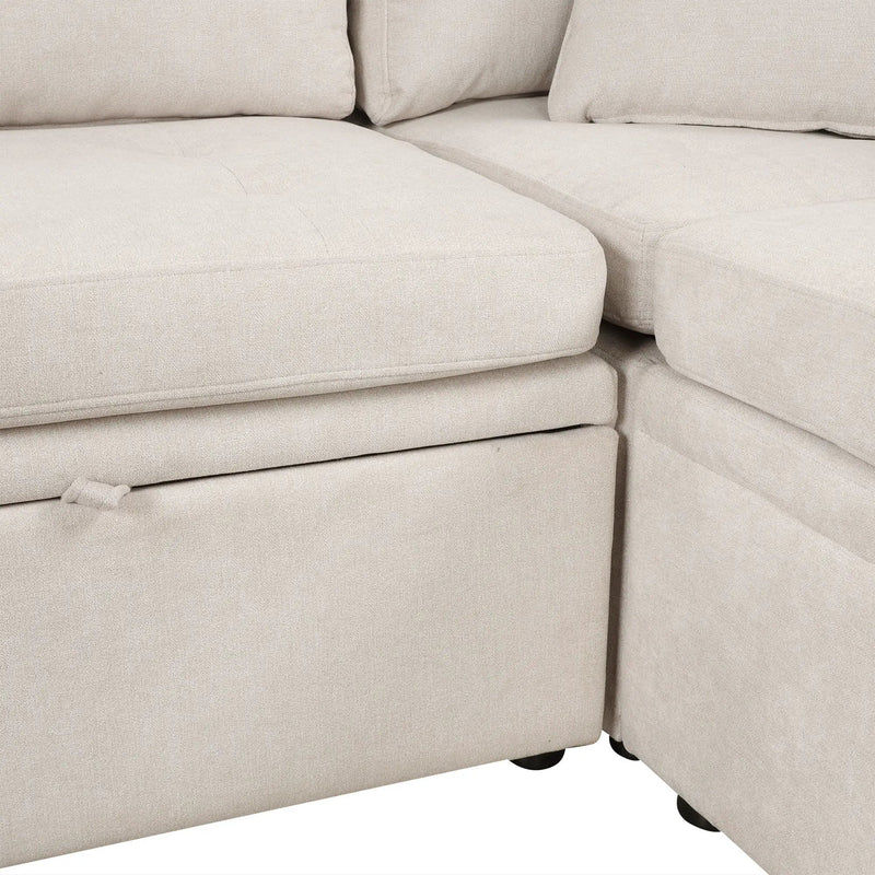 Oversized Sectional Sofa U-Shaped Sofa Couch Pull-Out Sofa Bed With Two Throw Pillows For Living Room by HouseOfZazla